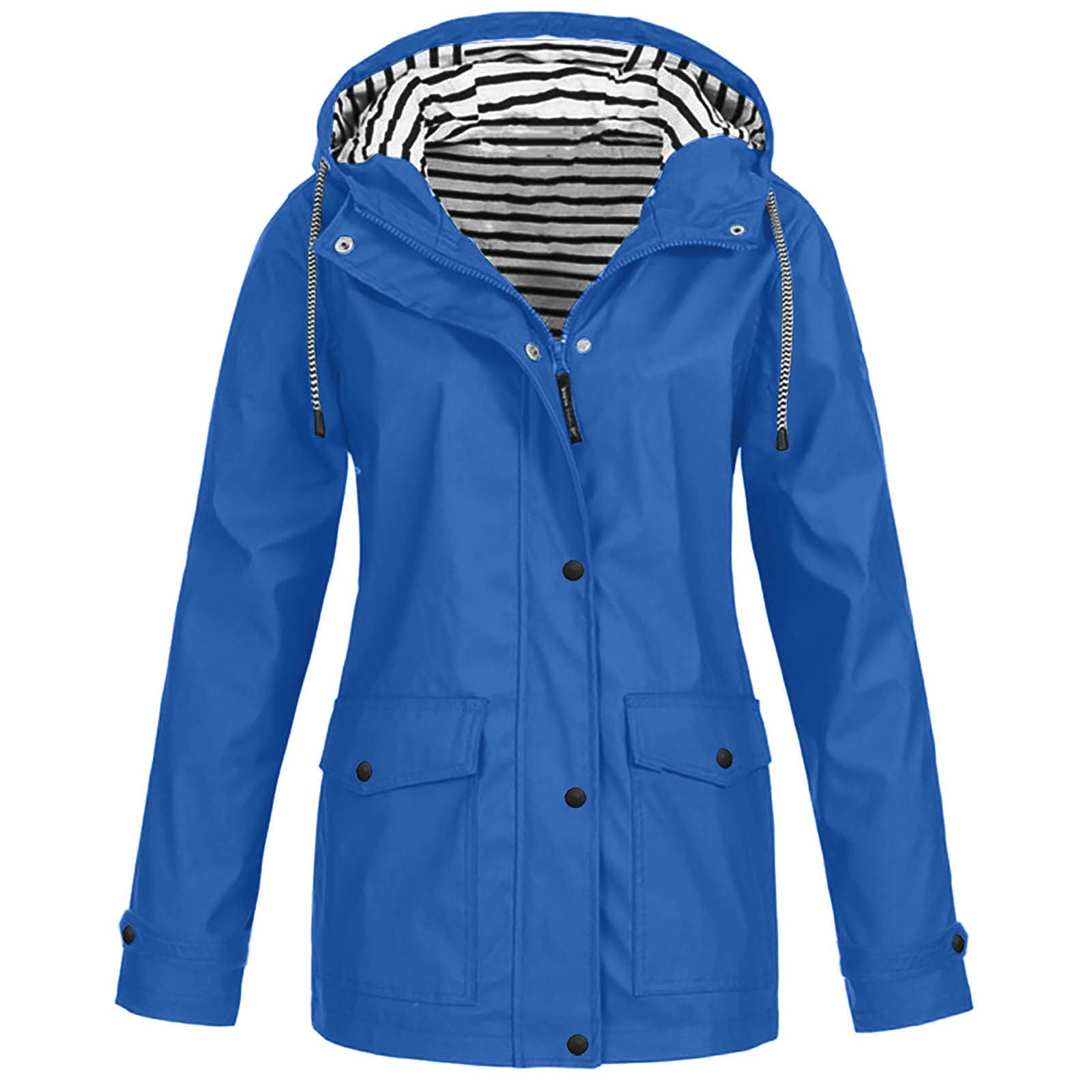Women's Waterproof Hooded Rain Jacket - Windproof Outdoor Raincoat for Hiking, Travel & Commuting - Plus Size Women's Coat