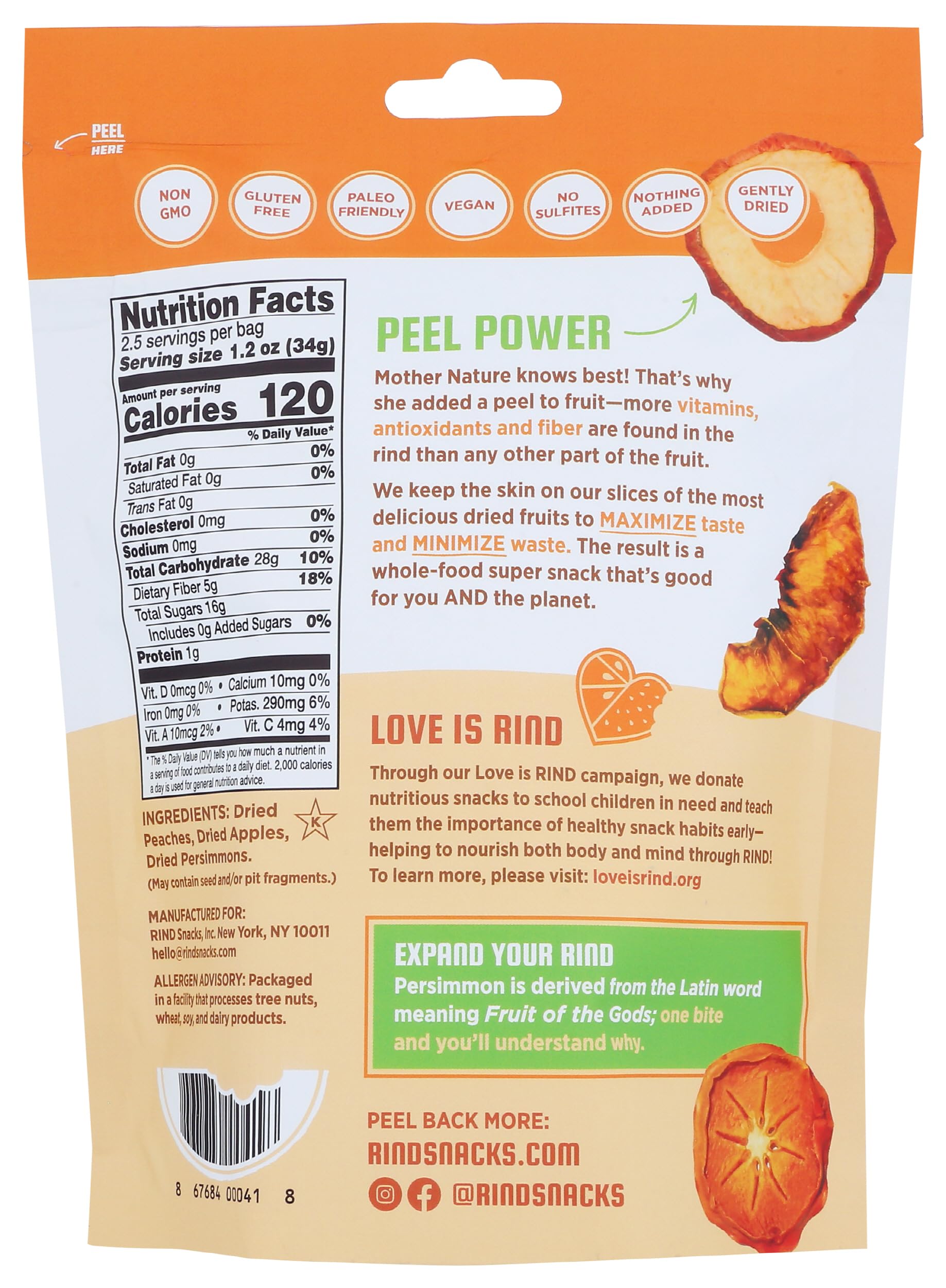 RIND Orchard Blend Dried Fruit Snacks - 3oz Pack | Healthy Natural Dried Fruits Mix with Skin On | Perfect for Lunchboxes, Hiking & On-the-Go Snacking