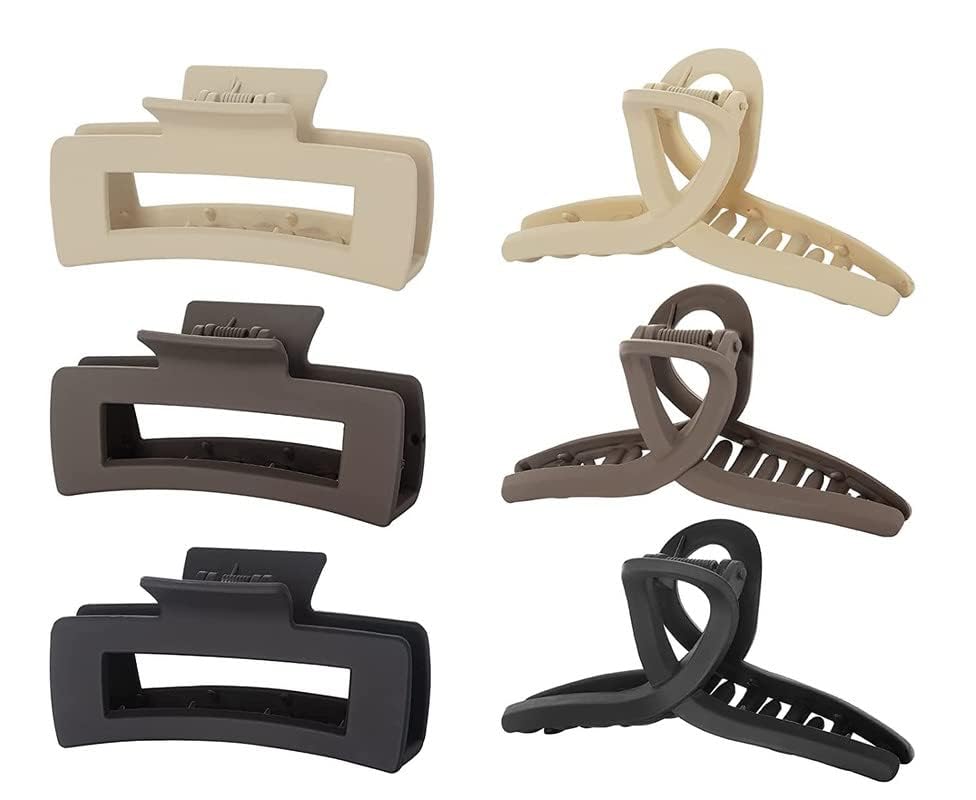 ACCESAR 6Pcs Large Hair Claw Clips for Thick Hair - Strong Grip Matte Square Hair Clips, Non-Slip Butterfly Hair Clips for Women (Thin/Thick Hair) - Perfect for Updos, Ponytails & Everyday Styling