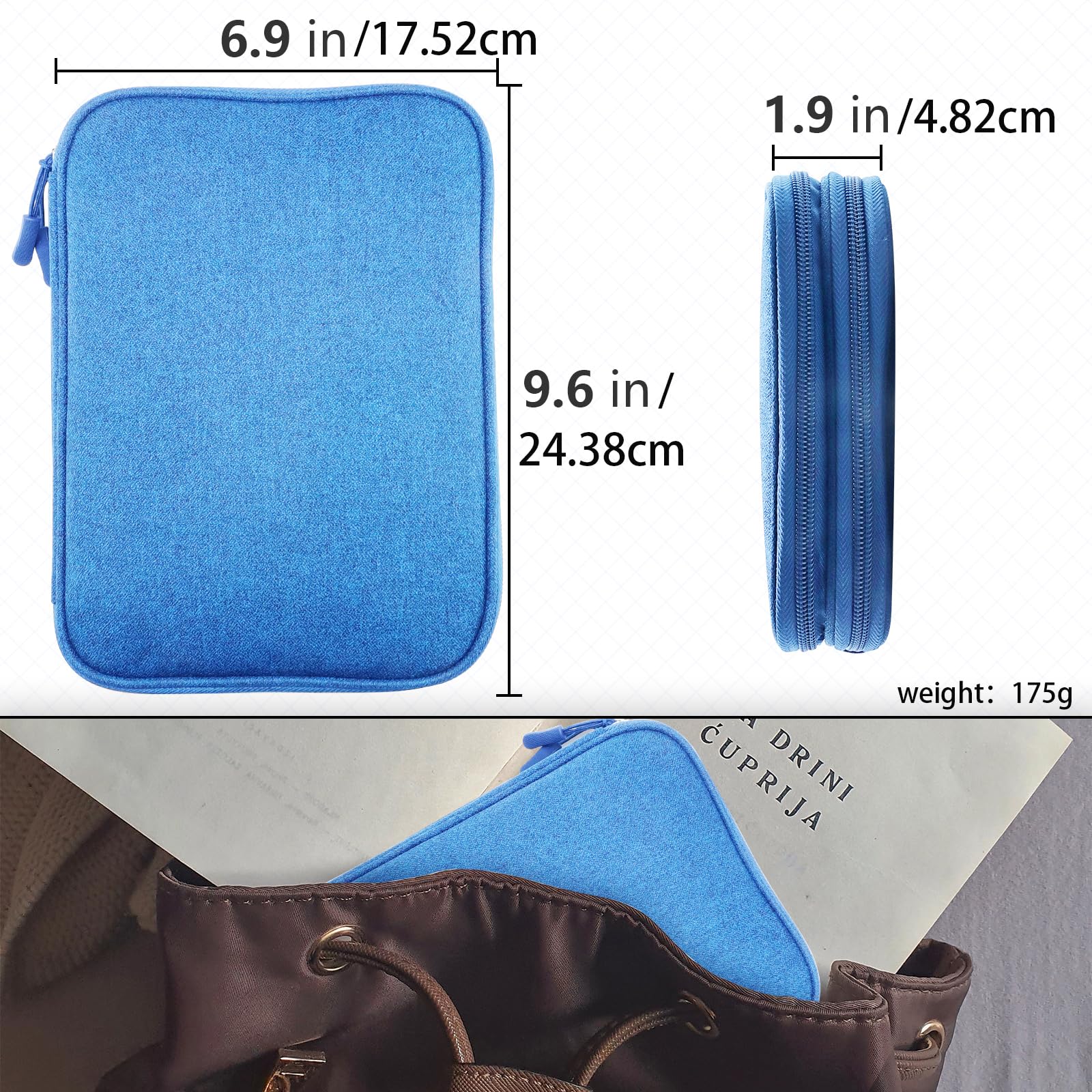 Teskyer Waterproof Travel Organizer Bag for Electronics & Cables - 9.6 x 6.9 Inch Sky Blue Travel Accessories - Perfect for Men & Women Travel Essentials, Business Trips, Vacations & Daily Commute