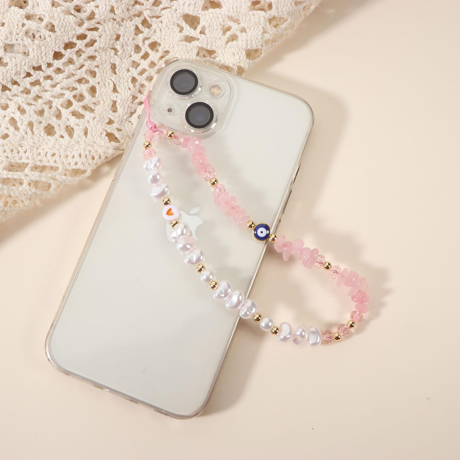 Evil Eye Phone Charm - Beaded Crystal Phone Lanyard Strap with Keychain - Protection Jewelry for iPhone Samsung Android - Perfect for Everyday Use, Gifts & Travel Accessories