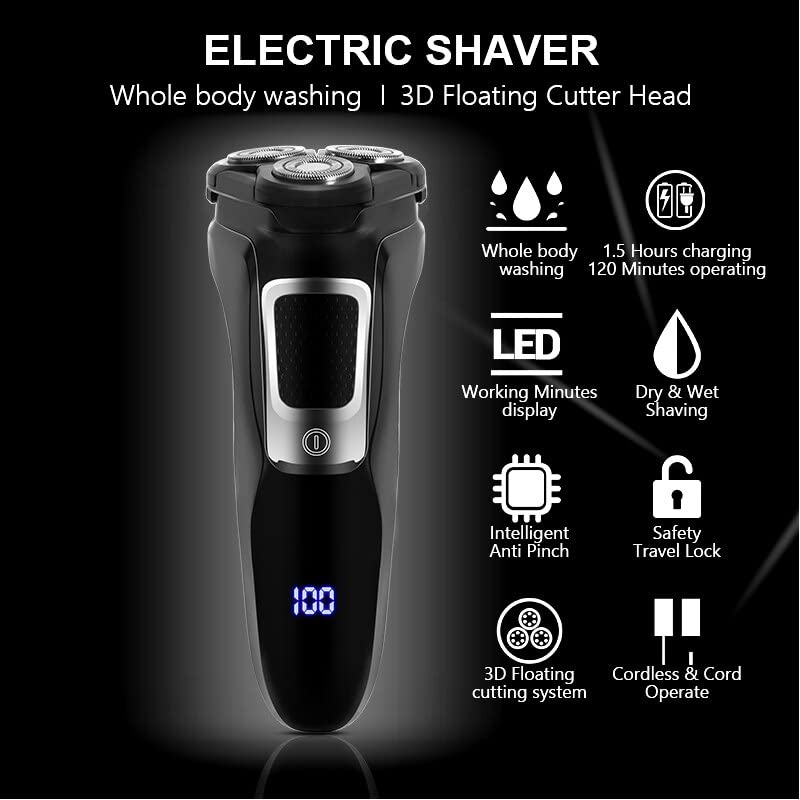 Electric Head Shaver for Bald Men - Rechargeable Wet/Dry Waterproof Shaving Machine - Full Body Grooming & Beard Trimmer - Perfect for Travel, Gym & Daily Shaving Routine
