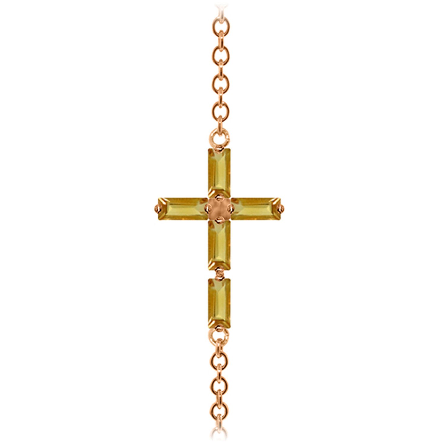 14k Rose Gold GG Citrine Cross Bracelet - Elegant Spiritual Jewelry for Women, Perfect for Gifts, Church, Weddings & Everyday Wear
