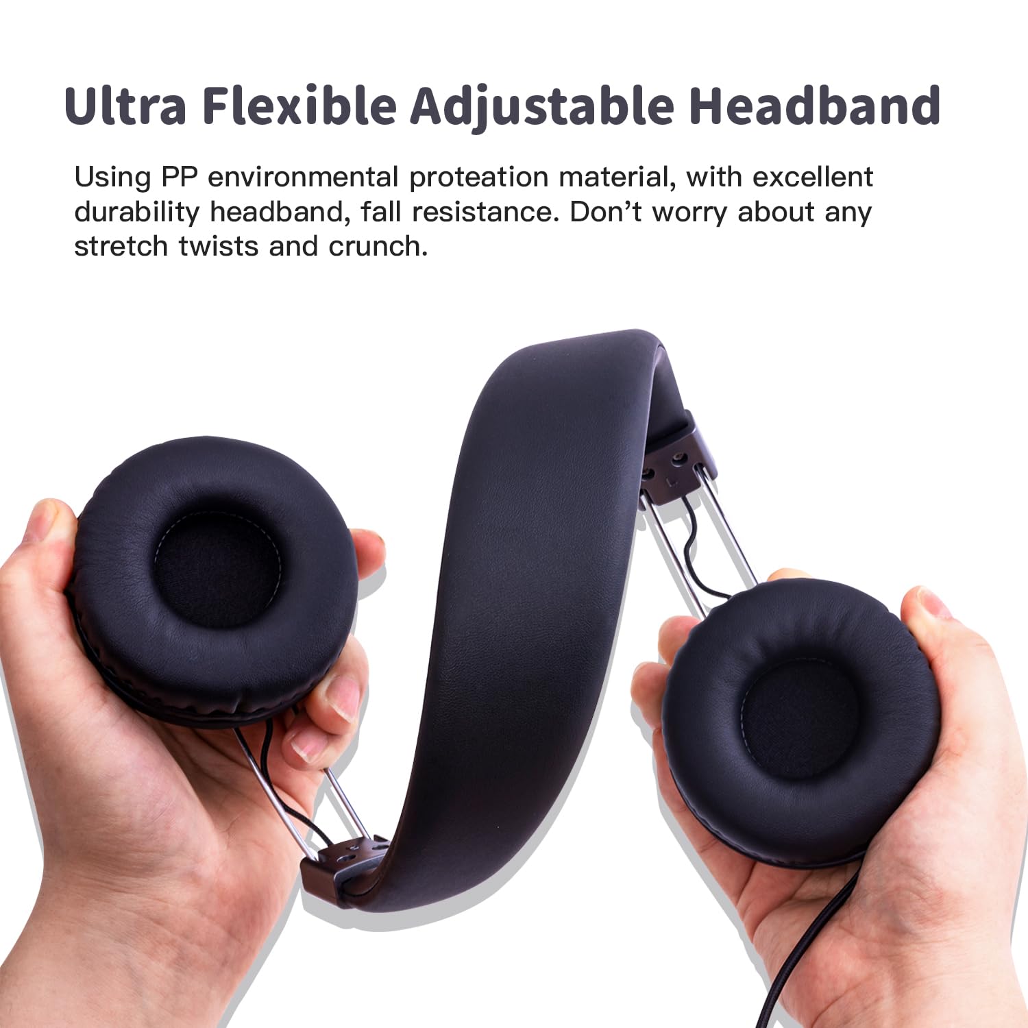 **Olyre Kids Wired Headphones with Microphone - Lightweight Foldable Headphones for School, Boys & Girls - In-Line Volume Control for Chromebook, iPad, Tablet - Perfect for Online Classes & Remote Learning (Black)**