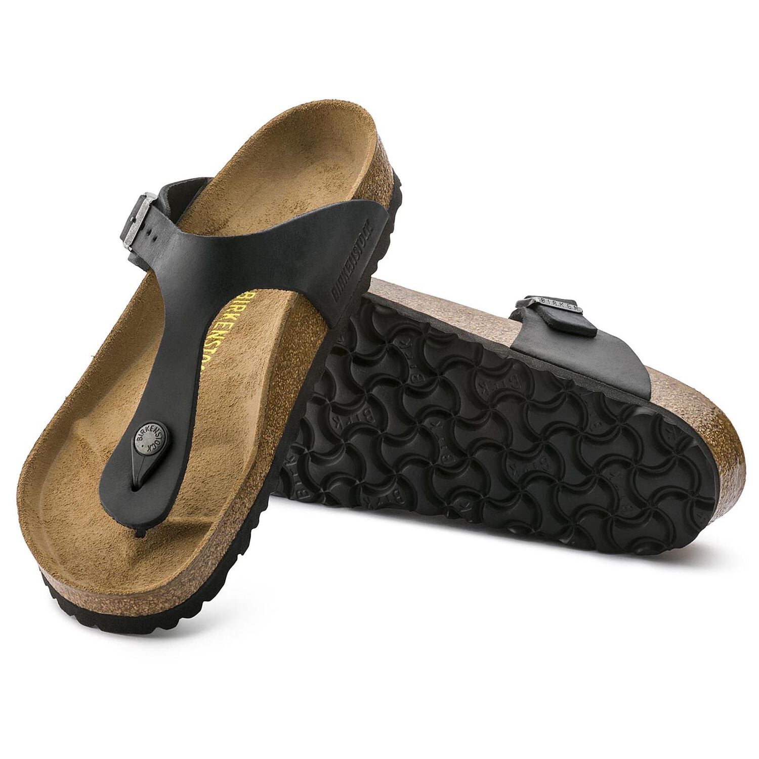 Birkenstock Gizeh Black Oiled Leather Sandals for Women | Comfortable Cork Footbed Sandals for Summer, Beach & Casual Wear