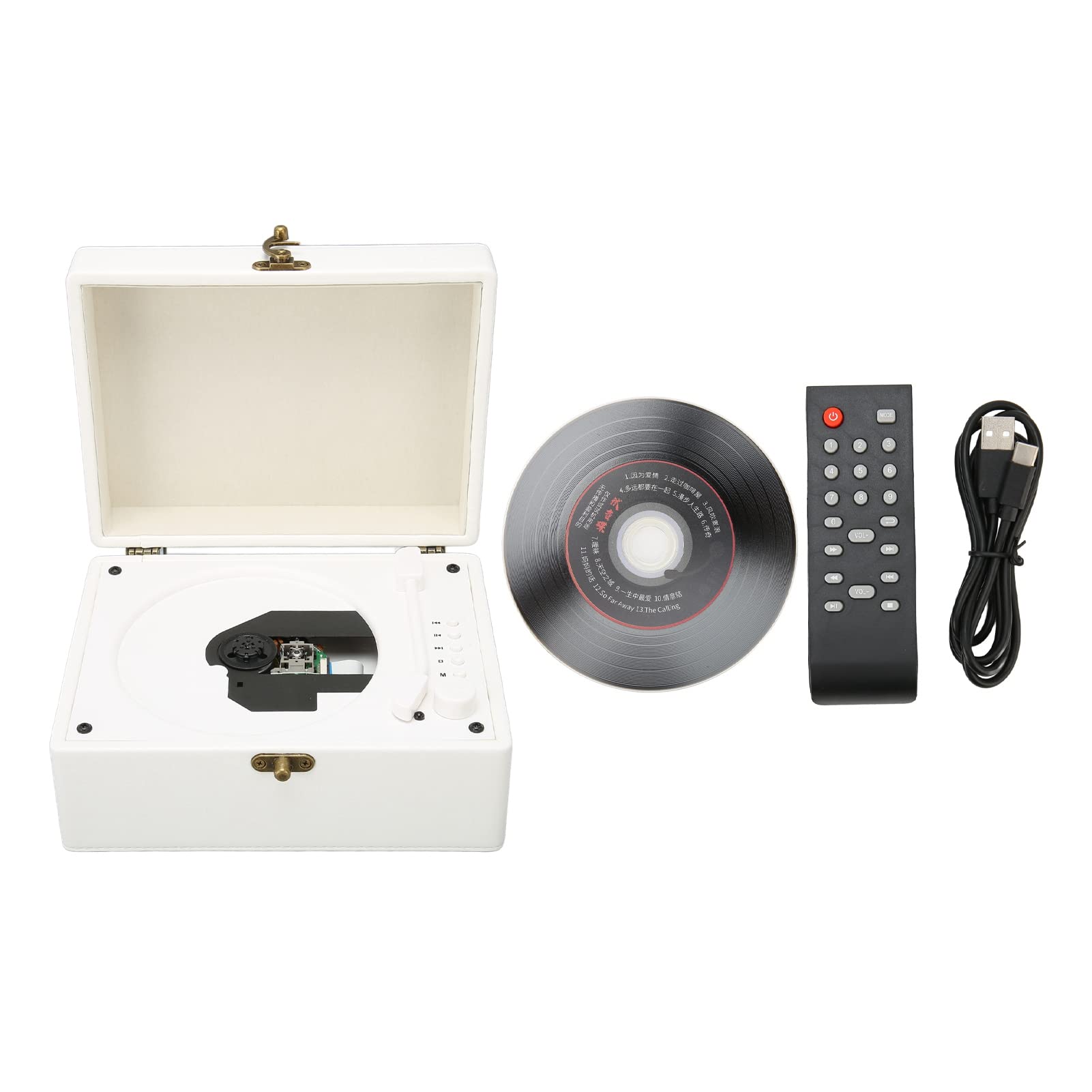 Portable CD Player with 2 Stereo Speakers - Fast Charging, AUX/USB Input, Home & Office Music System (White) - Perfect for Relaxation, Parties & Vintage Music Lovers