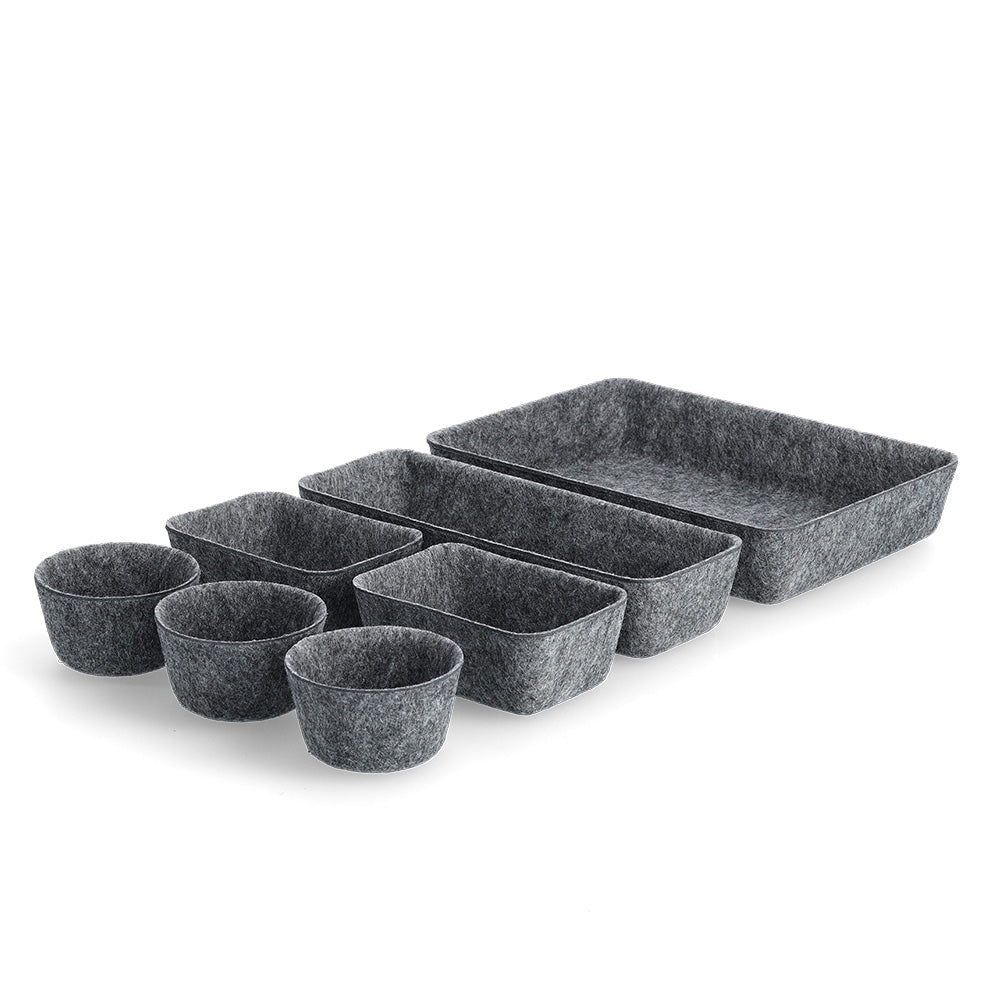 8-Piece Grey Felt Organizer Set for Home, Office & Travel - Drawer, Desk & Closet Storage Solution