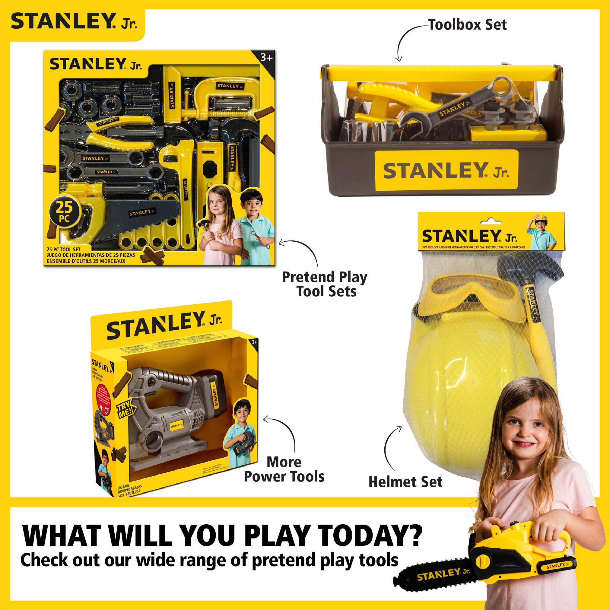 **Stanley Jr Battery-Powered Deluxe Chainsaw - Red Toolbox Set for DIY, Wood Cutting & Outdoor Projects**