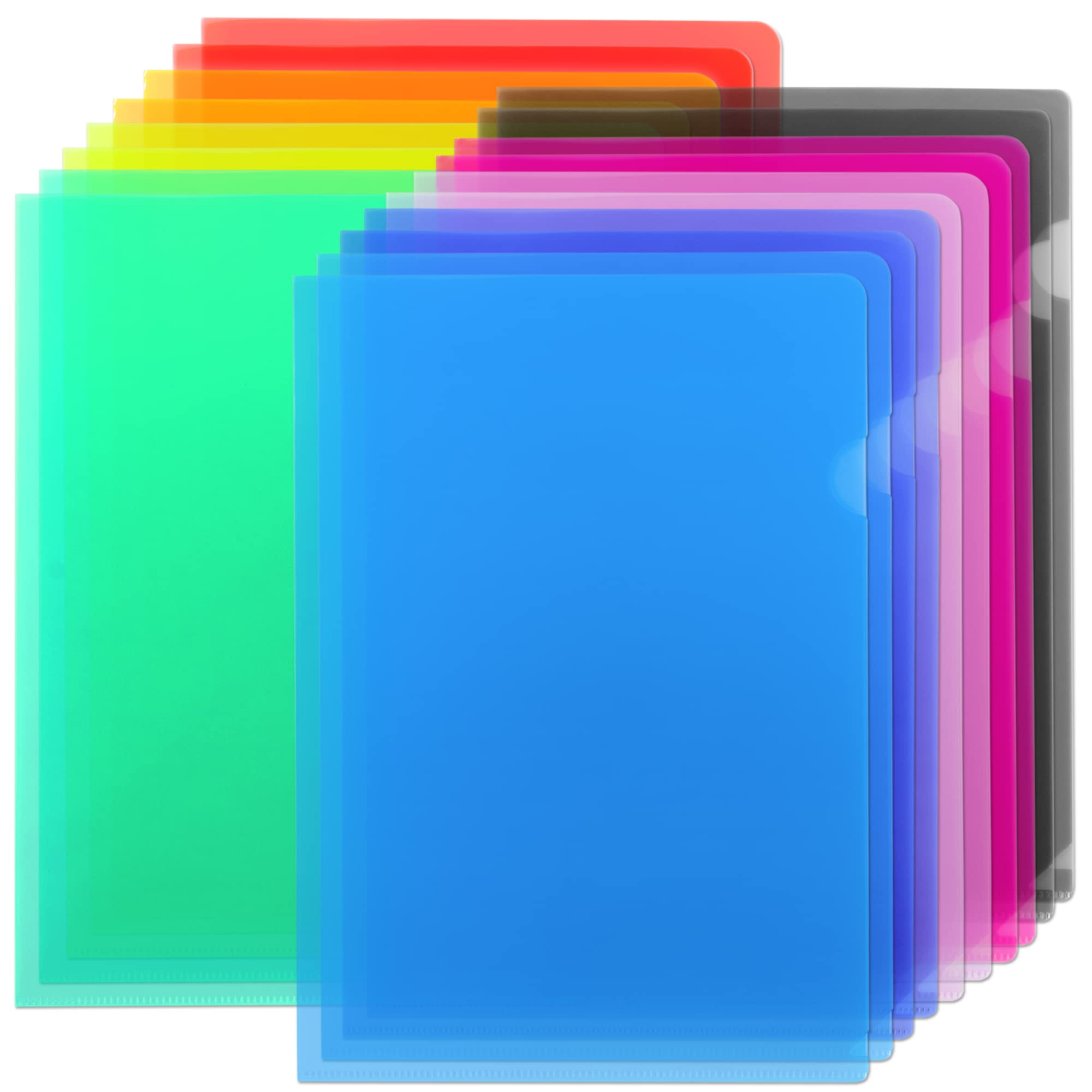 18-Pack Frosted Plastic Folders with 9 Assorted Colors - Clear A4/Letter Size File Jackets for Office, School & Document Organization - Perfect for Reports, Presentations & Homework Protection