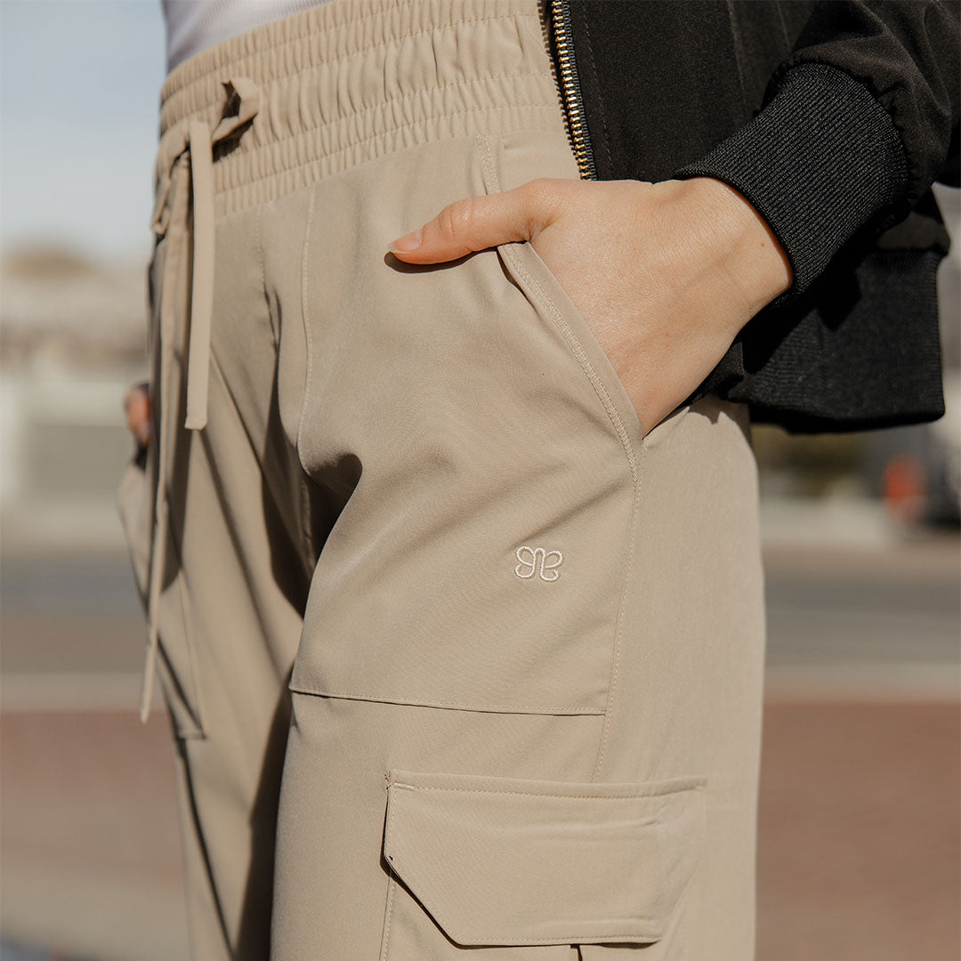 Audrey Cargo Pants for Women - Stylish Cobblestone Color Casual Trousers with Multiple Pockets | Perfect for Outdoor Adventures, Travel & Everyday Wear