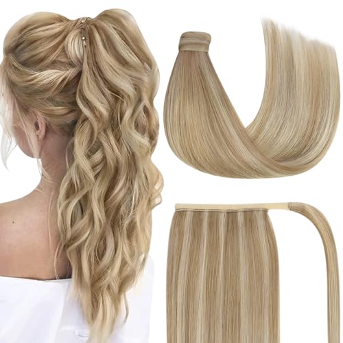 Pony-1-#16/22 Dark Ash Blonde Highlights Golden Blonde