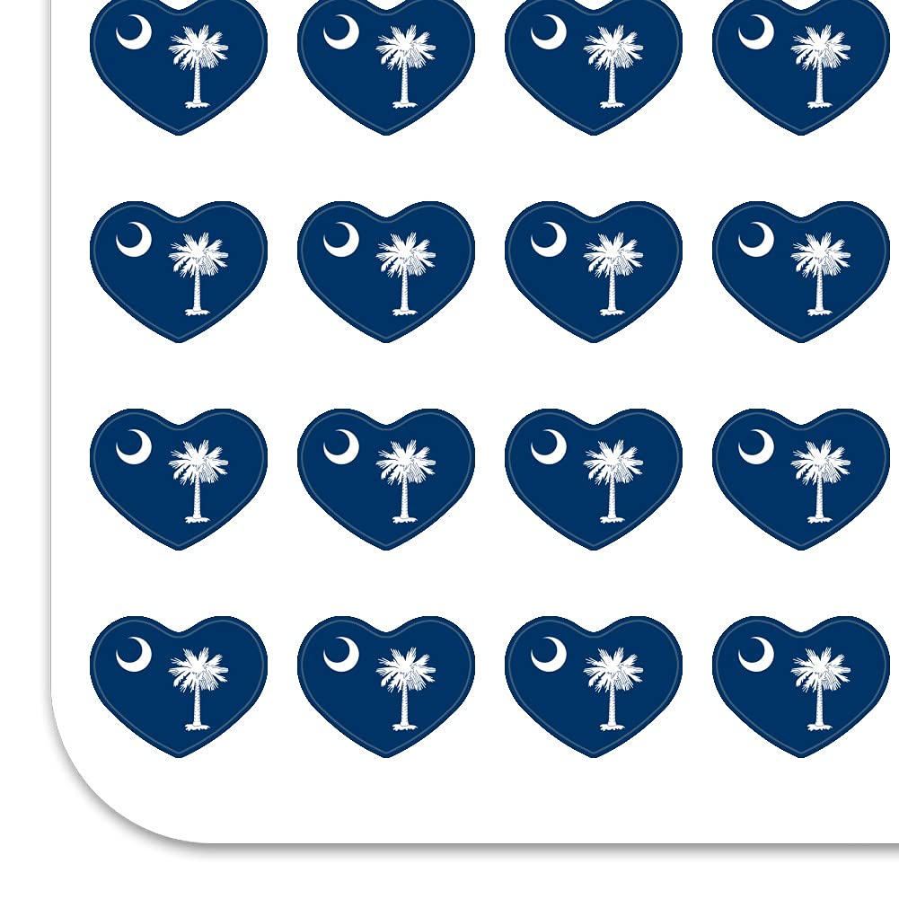 South Carolina State Flag Heart Shaped Stickers - DIY Planner, Calendar, Scrapbook, Journal Decoration - Perfect for Crafting, Bullet Journaling & Home Decor