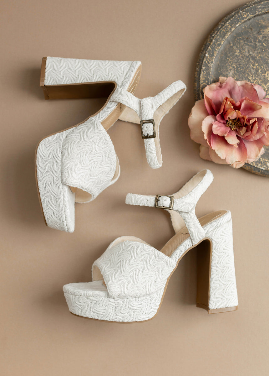 White Valentine's Day Platform Shoes for Women - Comfortable High Heel Sandals for Date Night, Party & Special Occasions