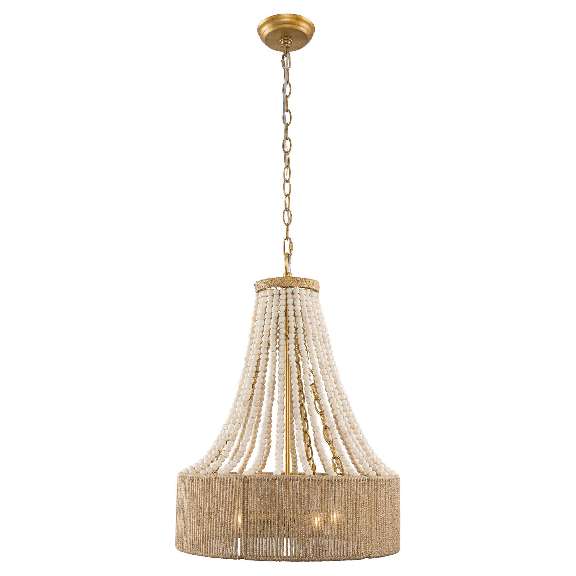 4-Light Golden Farmhouse Chandelier - Damp Rated for Indoor Use - Perfect for Dining Room, Kitchen, or Entryway Lighting