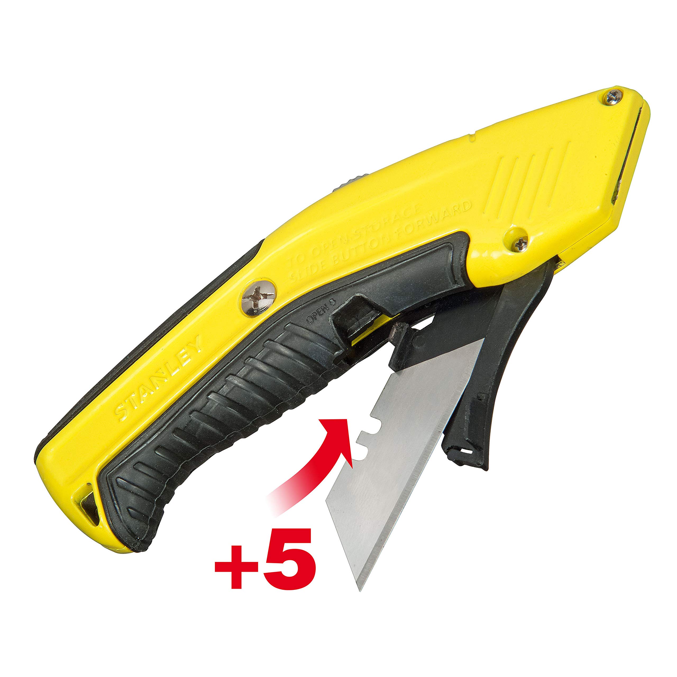 Stanley 0-10-237 Auto-Loading Utility Knife - Heavy Duty Retractable Box Cutter with Black/Yellow Handle for Construction, DIY Projects & Packaging