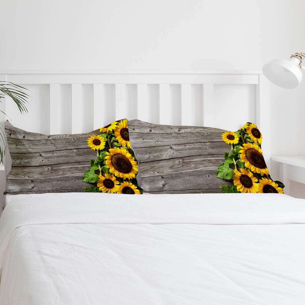 Libaoge Full Size Duvet Cover Set - 4 Piece Summer Bedding Collection with Sunflower & Wooden Board Design, Includes Flat Sheet & Pillowcases for Women, Men & Kids - Perfect for Modern Home Decor, Guest Rooms & Kids' Bedrooms