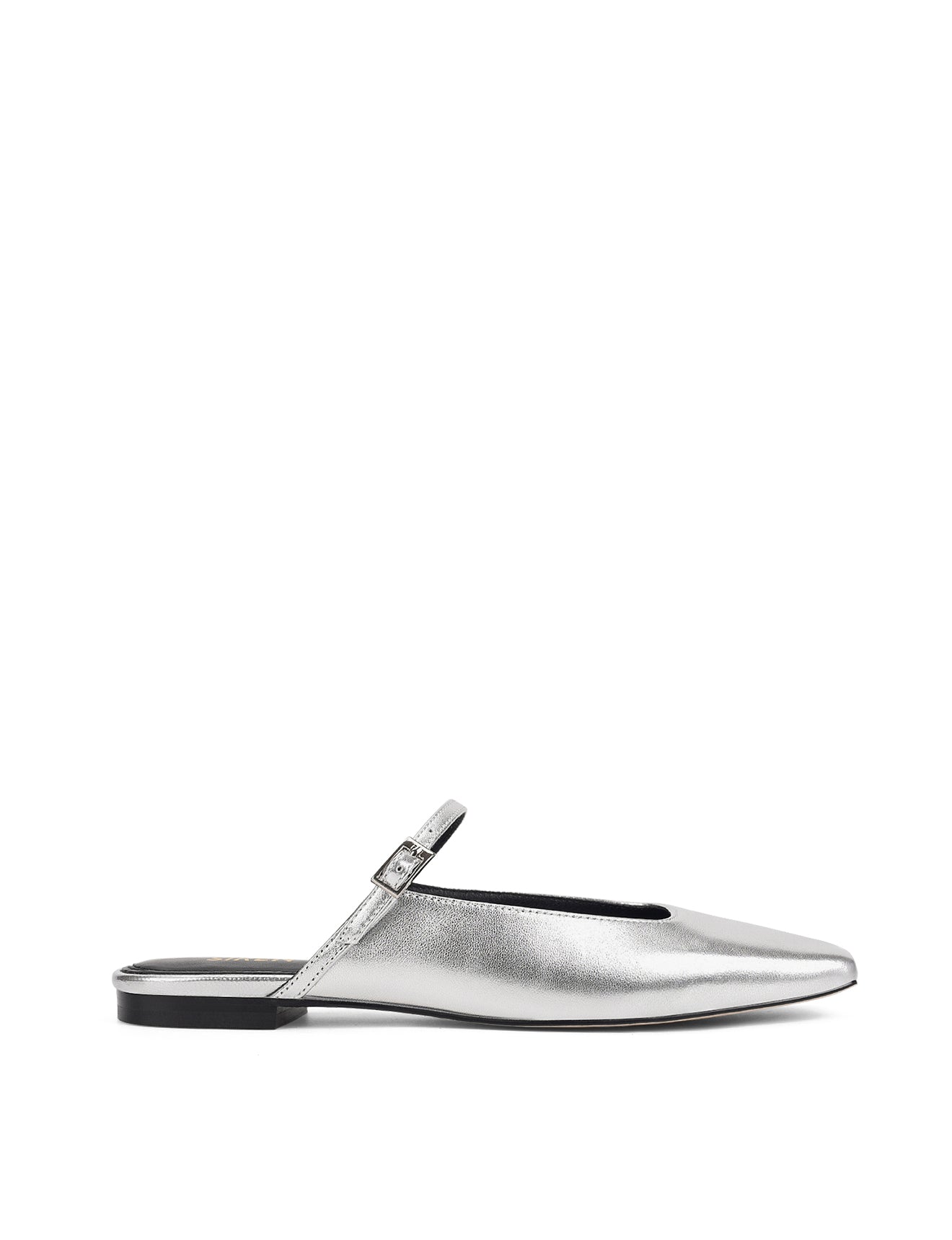 Xanthe Mary Jane Mules - Women's Silver Metallic Leather Slip-On Shoes for Casual Wear & Office Outfits