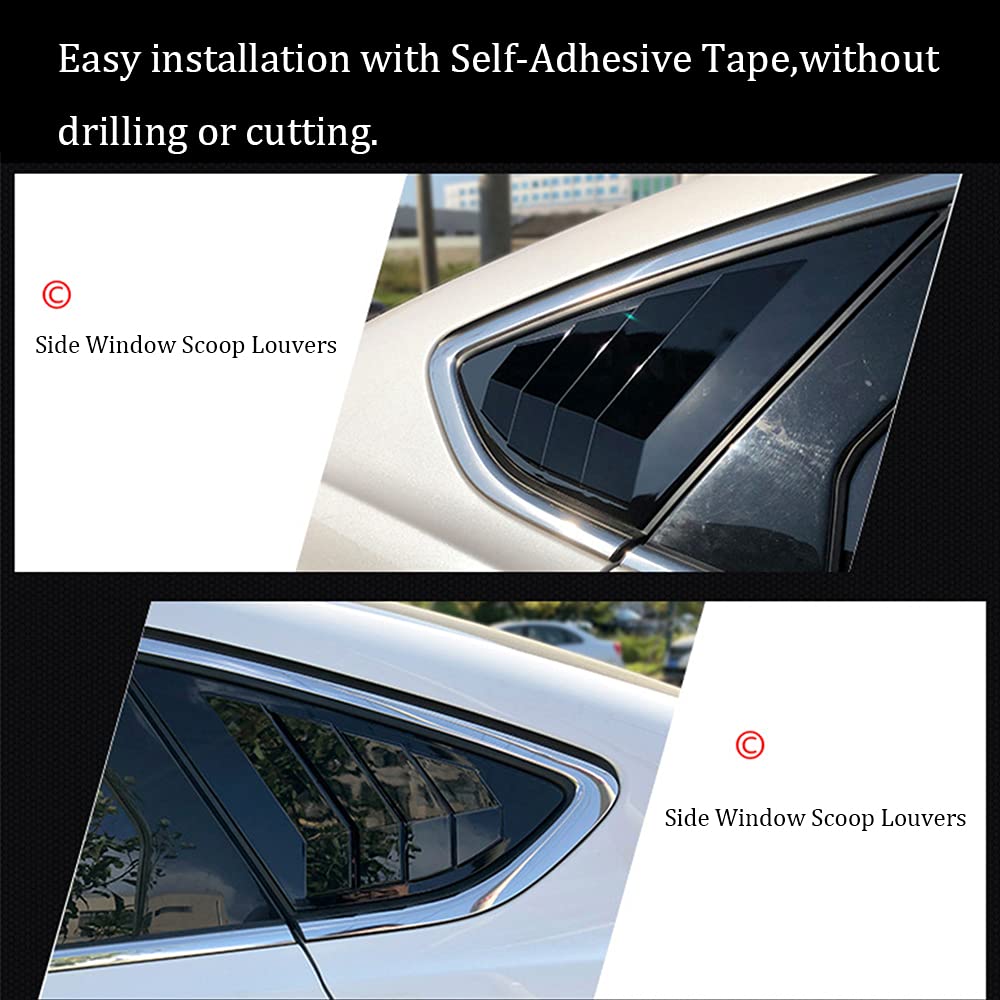 ABS Rear Side Window Louvers for Ford Fusion 2013-2021 | Matte Black Air Vent Scoop Shades | Car Window Blinds & Trim | Enhances Style & Sun Protection