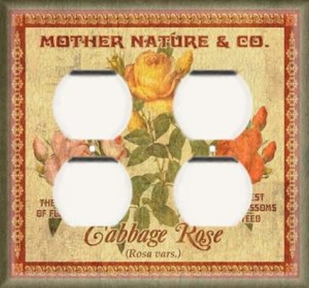 Decorative Outlet Cover Plate - Elegant Cabbage Rose Design for Double Duplex Receptacle - Perfect for Living Room, Bedroom & Home Decor