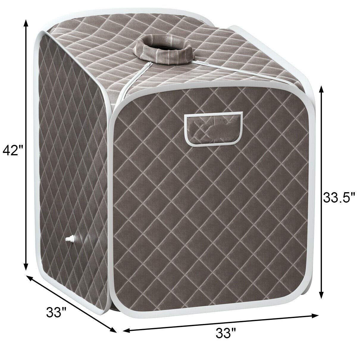 HPW Grey 2L Portable Folding Steam Sauna Spa Tent with Chair & Remote Control - 9 Adjustable Temperature Levels for Full Body Detox, Weight Loss & Relaxation - Perfect for Home Therapy, Foot Massage & Slimming Treatments
