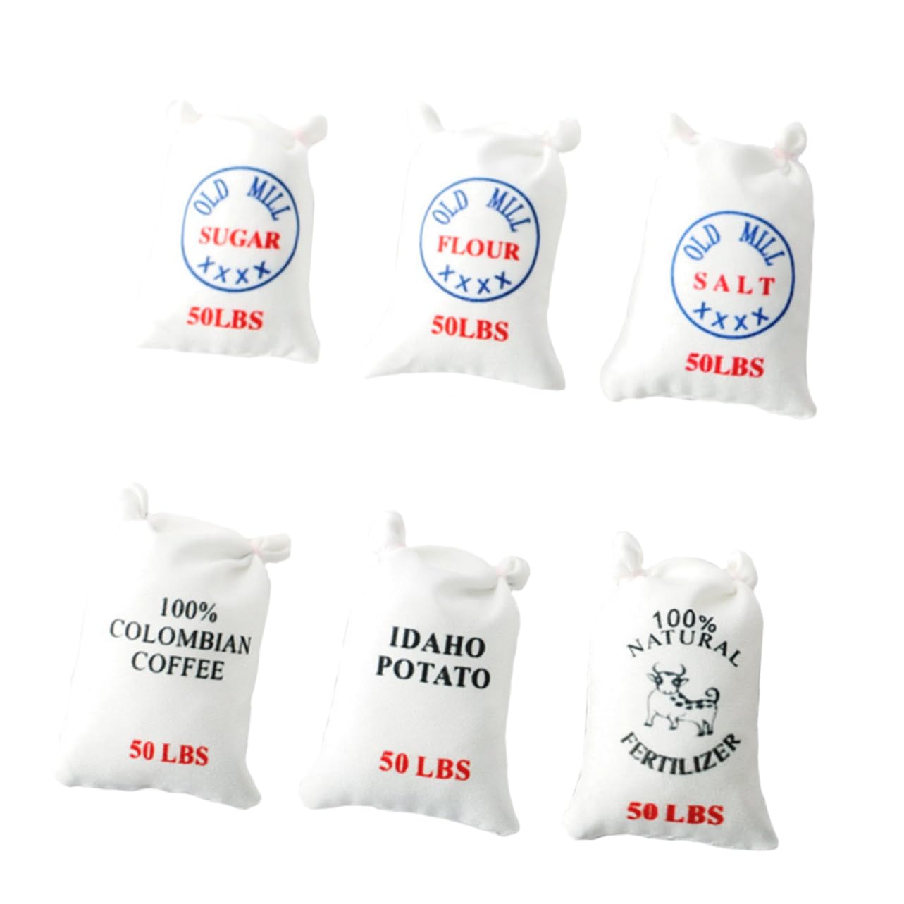 6pcs Mini Flour Sack Dollhouse Accessories - Tiny White Cloth Potato Toys for Kids, Miniature Kitchen Food Play Set - Perfect for Dollhouse Scenes, Pretend Play & Collectors
