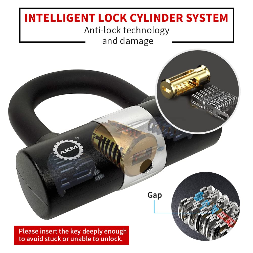 AKM 10ft/300cm x 10mm Heavy Duty Motorcycle Chain Lock - Anti-Theft Security Bike Lock with 16mm U Lock & 4 Keys - Super Long Durable for Motorcycles, Bicycles, Trailers, Containers - Perfect for Outdoor Parking, Storage Security & Travel Protection