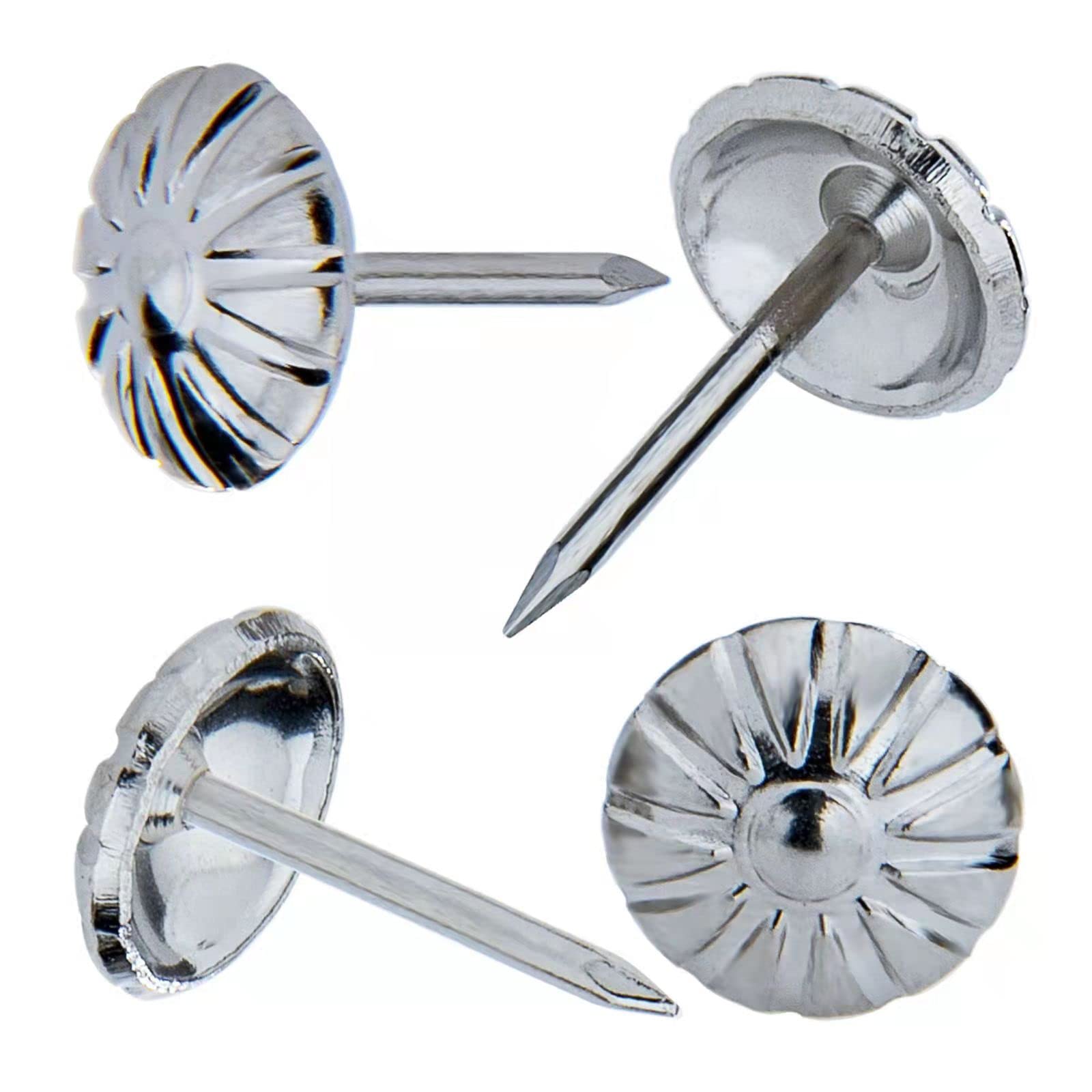 300PCS Silver Daisy Upholstery Tacks - 7/16 Inch Decorative Furniture Nails for DIY Upholstery Projects, Home Decor & Crafting - Perfect for Sofas, Chairs, Headboards & More