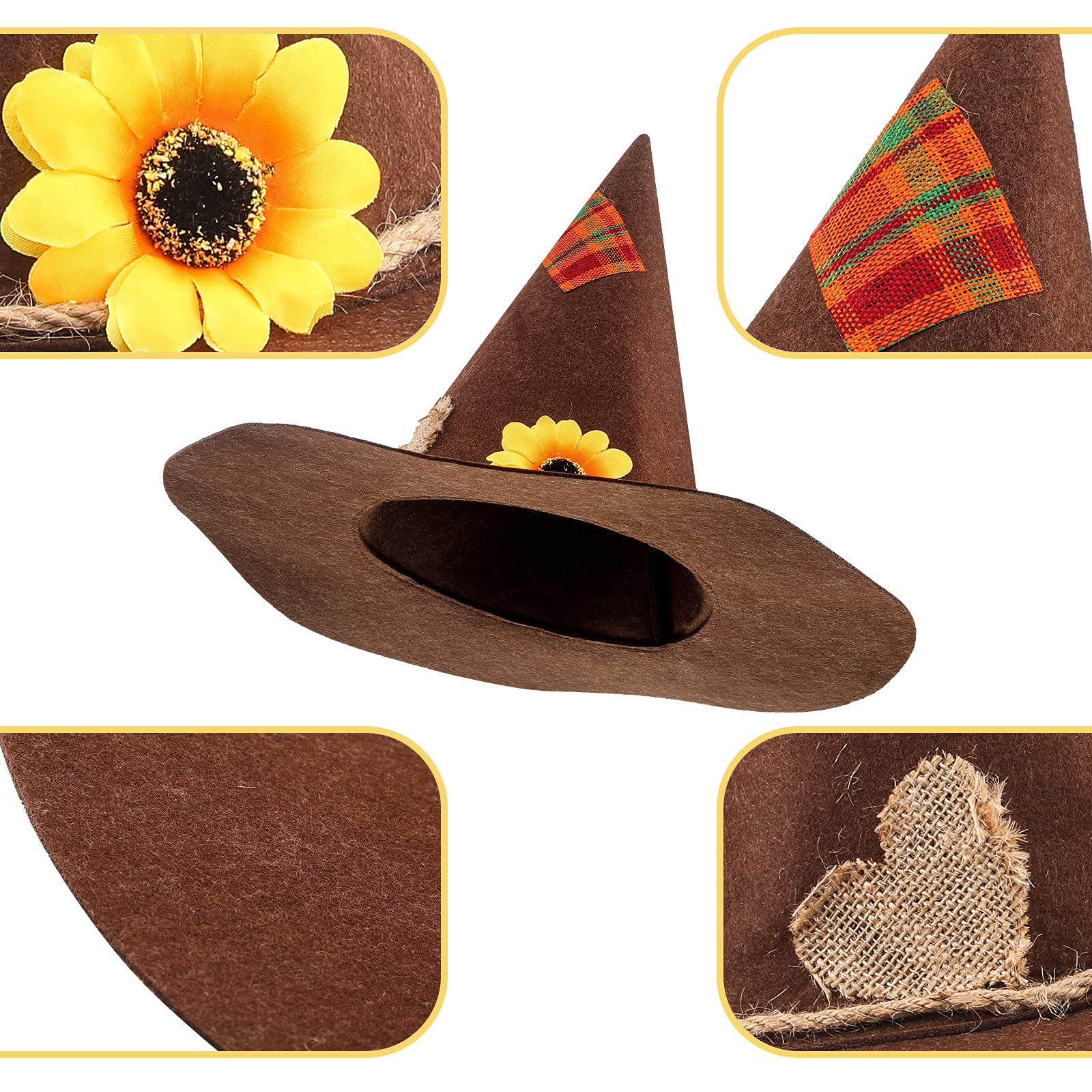 5-Piece Halloween Scarecrow Costume Set - Felt Hat, Necklace, Waist Belt & Straw Wristbands for Adults & Kids | Perfect for Halloween Parties, Cosplay & Themed Events