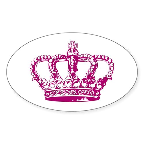 White - Pink Crown Oval Sticker