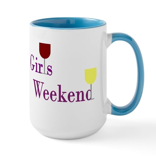 White/Blue Inside - Girls Weekend Wine Large Mug