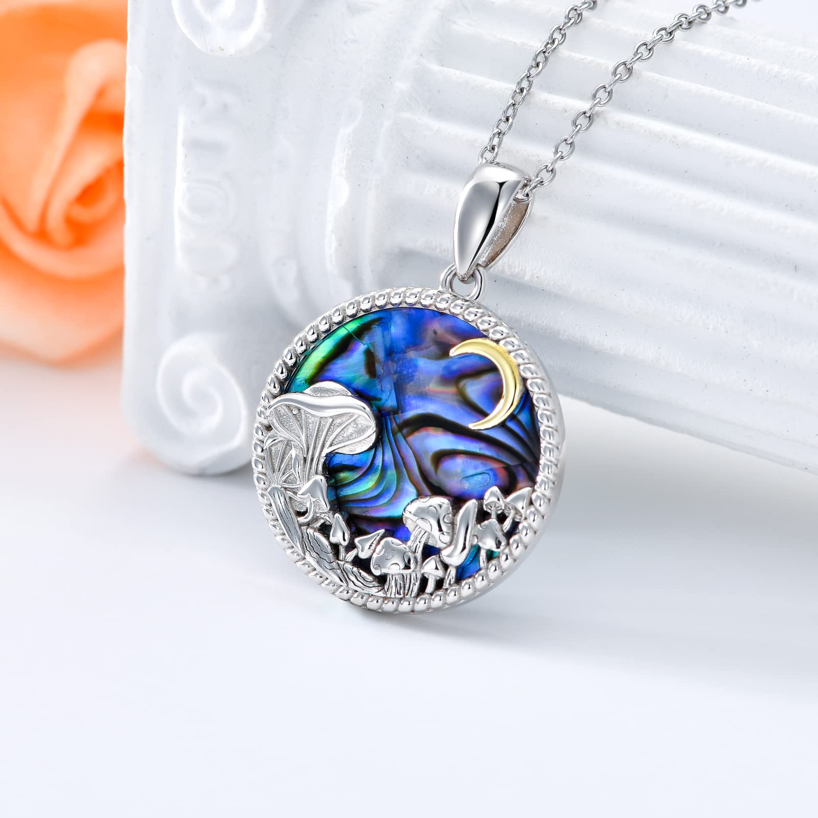925 Sterling Silver Mushroom Frog Necklace - Cute Botanical Jewelry Gift for Women, Wife, Girlfriend, Sister - Perfect for Birthday, Anniversary & Everyday Boho Style Accessories