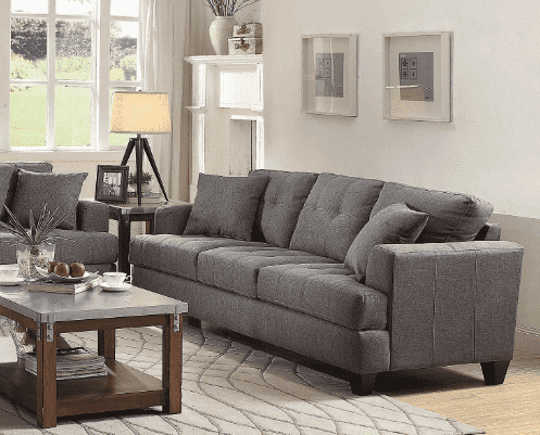 Toronto Grey Tufted Linen Sofa - Modern Upholstered Living Room Couch with Button Tufting | Perfect for Apartments, Lofts & Cozy Home Decor