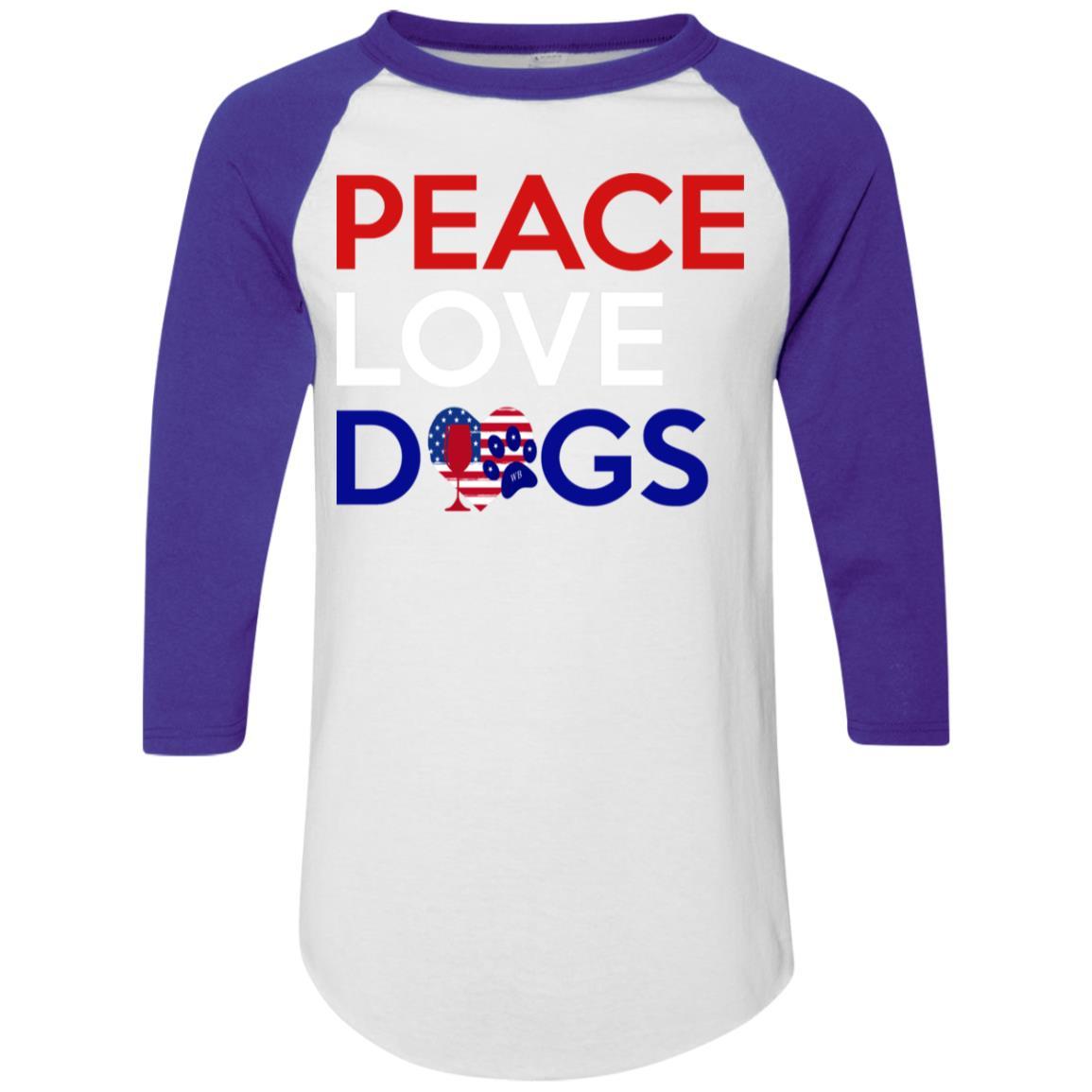 Peace Love Dogs Colorblock Raglan Jersey - Trendy & Comfortable Women's T-Shirt for Dog Lovers | Perfect for Casual Wear, Dog Walks & Pet-Themed Events