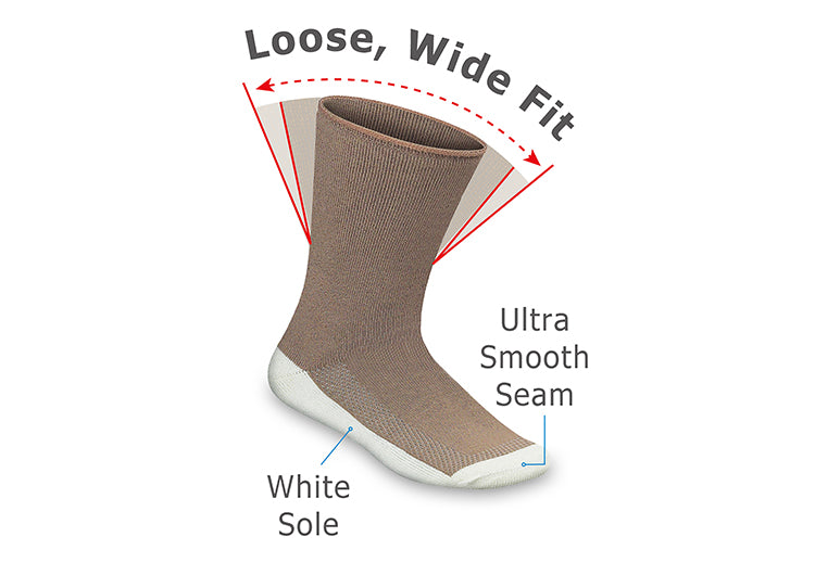 Padded Sole Diabetic Socks for Men & Women - Soft Comfort Cotton Diabetic Socks with Arch Support & Non-Binding Top - Brown (3 Pairs) - Ideal for Diabetes, Neuropathy & All-Day Comfort