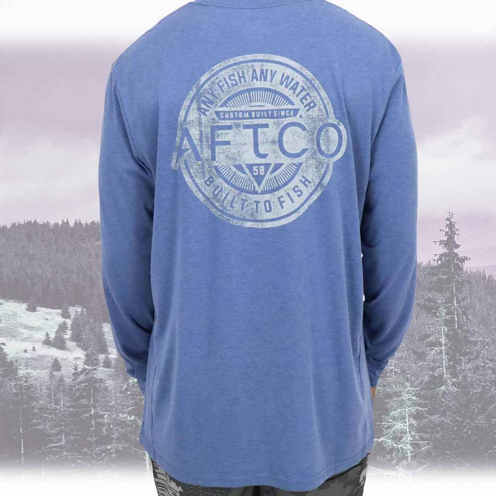 AFTCO Rogue Moonlight Heather Long Sleeve Performance Shirt for Fishing, Boating & Outdoor Activities - Moisture Wicking & UV Protection