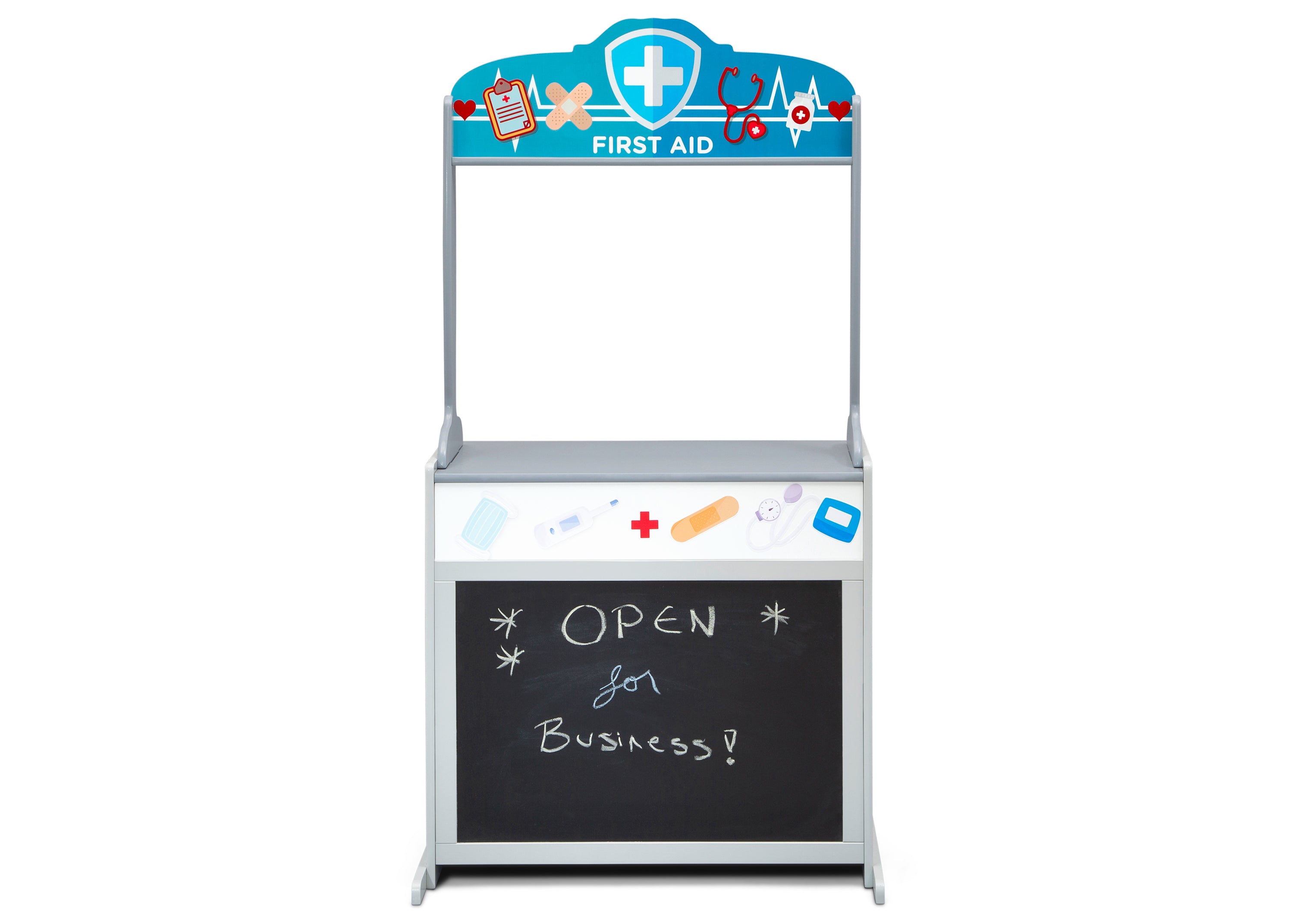Reversible 4-in-1 Pretend Play Center with Chalkboard & Storage - Kids Activity Table for Drawing, Learning & Imaginative Play - Perfect for Home, Preschool & Daycare