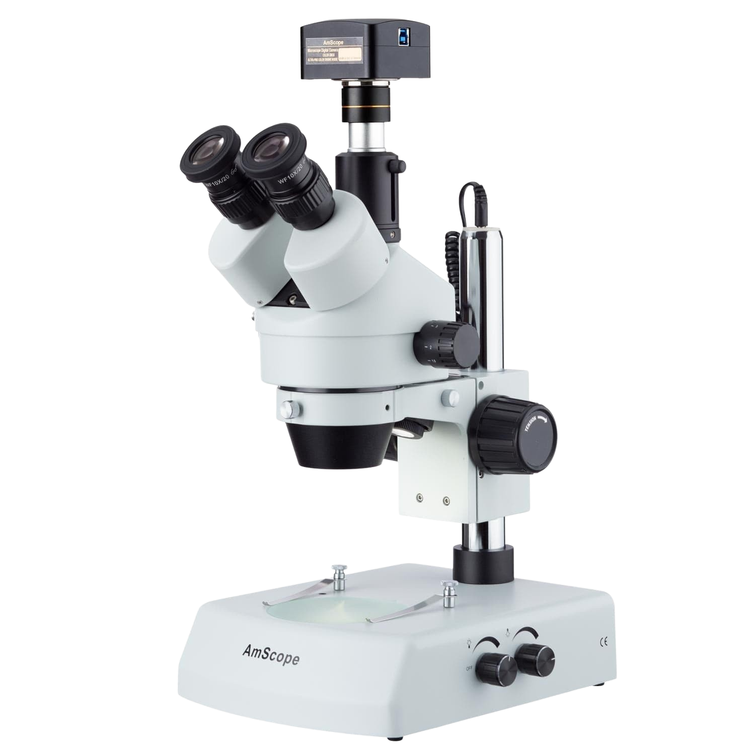Amscope SM-2TY LED 10M3 7X-90X Trinocular Zoom Stereo Microscope with 10MP USB3 Camera - Professional Lab & Research Microscope for Electronics Repair, Jewelry Inspection, and Scientific Education
