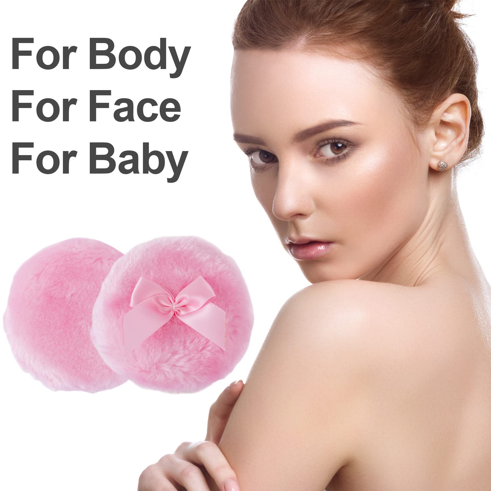PAGOW 5-Piece Premium Body Powder Puff Set - Soft & Fluffy Makeup Sponge for Smooth Application - Perfect for Loose Powder, Baby Powder & Talc-Free Body Powder Application
