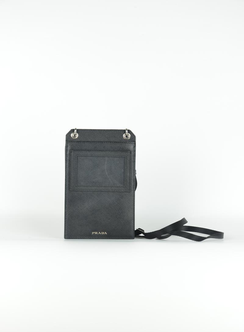 Prada Saffiano Leather Tracollina Cell Phone Case - Luxury Designer Phone Holder for iPhone & Android - Perfect for Work, Travel & Everyday Use