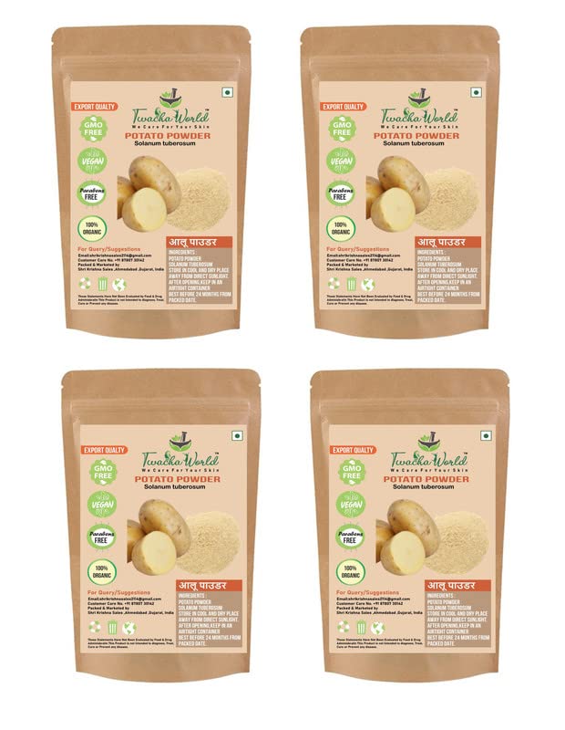 100% Natural Potato Powder for Skin Care & Face Mask (Solanum Tuberosum) - 400g (4 x 100g Pack) - Brightening, Exfoliating & Dark Spot Treatment - Perfect for DIY Beauty, Spa Day & Natural Skincare Routine