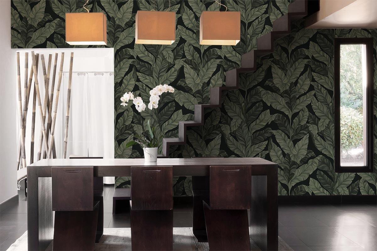 Tropical Leaves Black Wall Art - Modern Botanical Print for Home & Office Decor - Perfect for Living Room, Bedroom, or Office Spaces