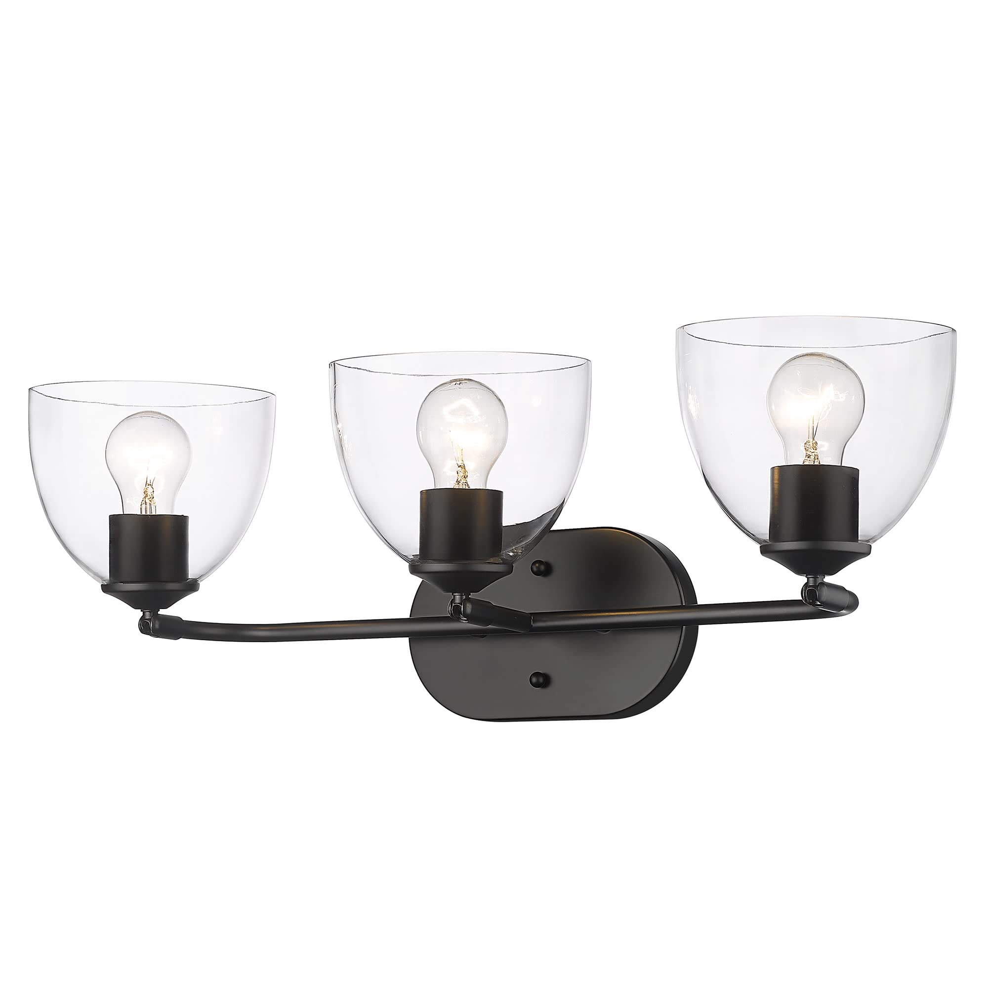 Roxie 3-Light Vanity Light in Matte Black with Clear Glass - Perfect for Bathroom, Bedroom & Dressing Room Makeup Lighting