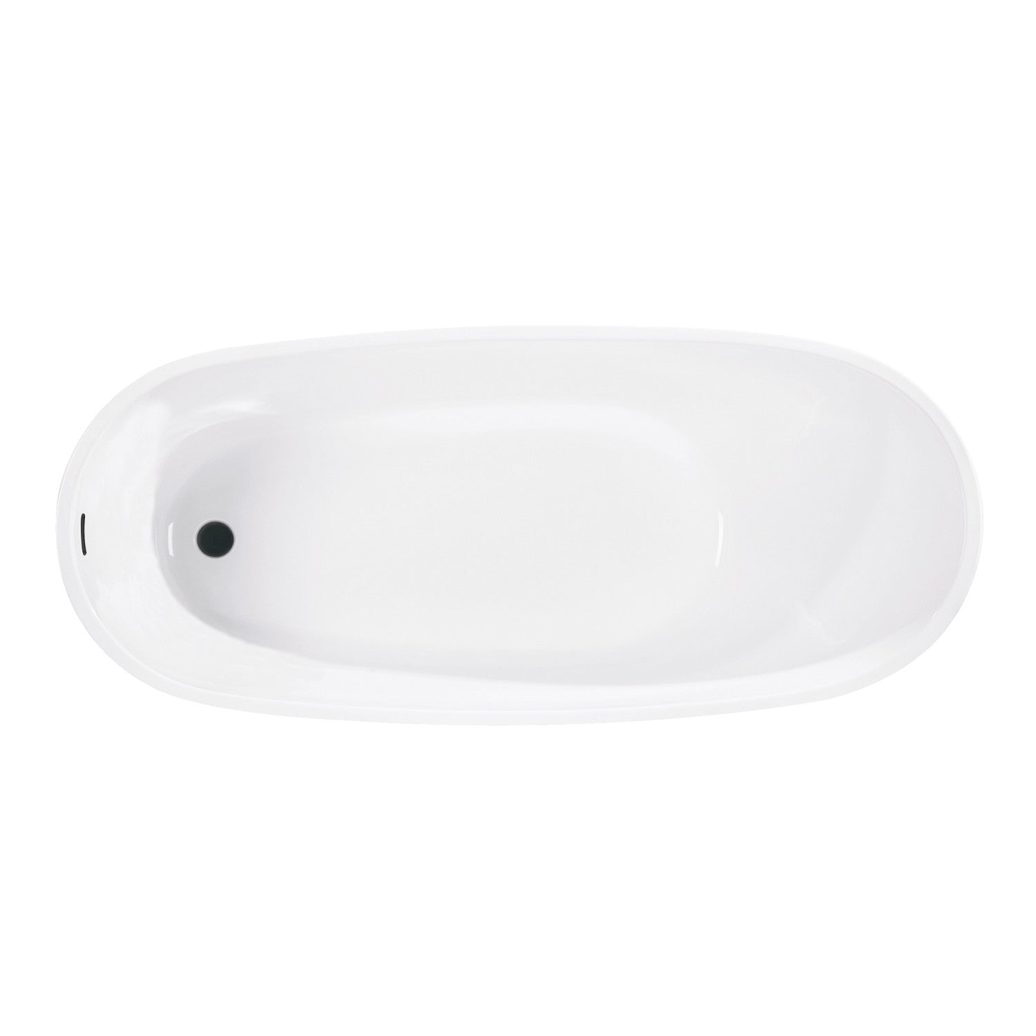Aqua Eden 63 Inch Acrylic Oval Freestanding Bathtub - Glossy White/Matte Black Slipper Tub with Drain | Modern Soaking Tub for Spa-Like Bathroom Relaxation