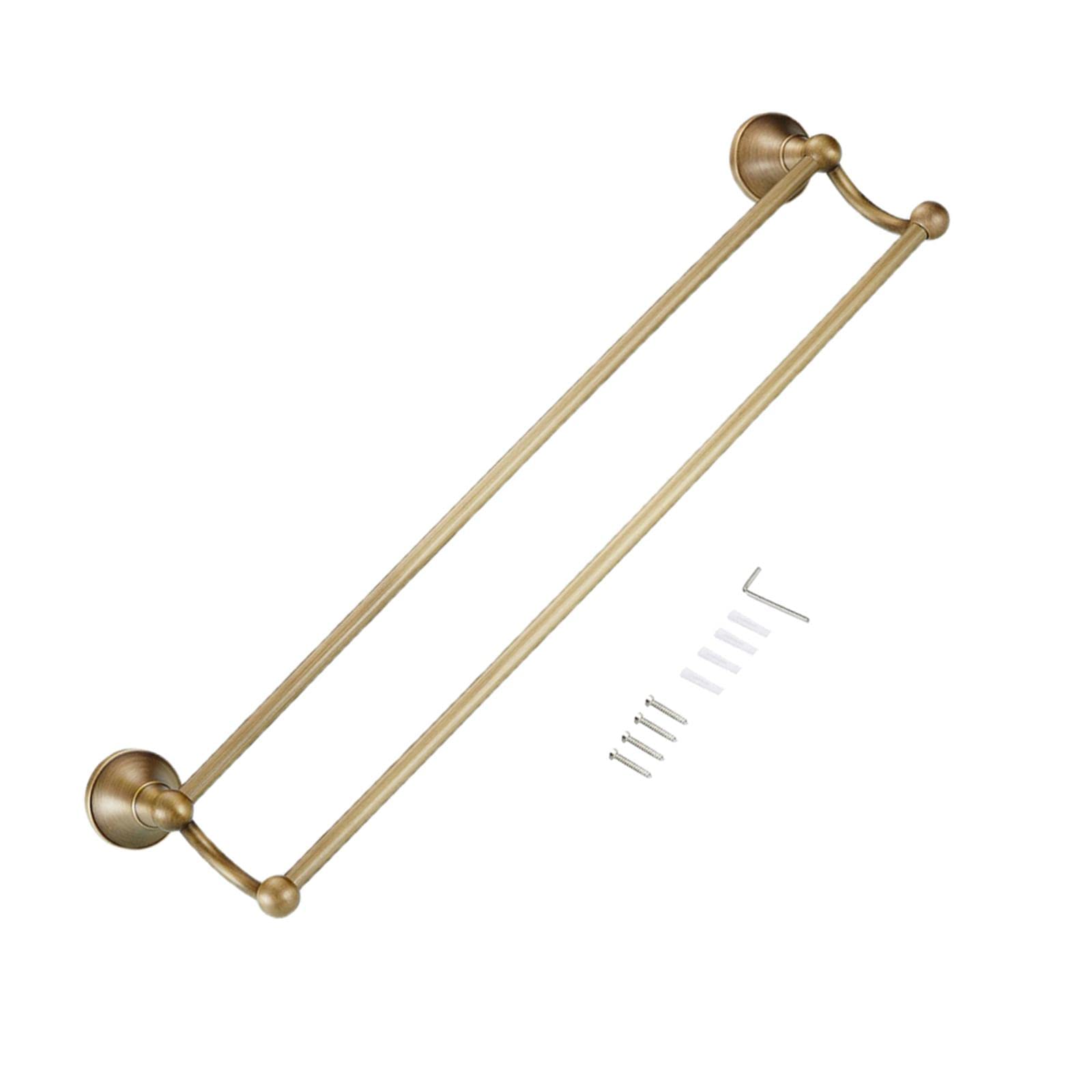 LOOM TREE® 60cm Brass Double Towel Bar - Premium Bathroom Hardware Wall Mounted Towel Rack Holder | Durable & Stylish for Bathroom, Spa, or Guest Room Organization