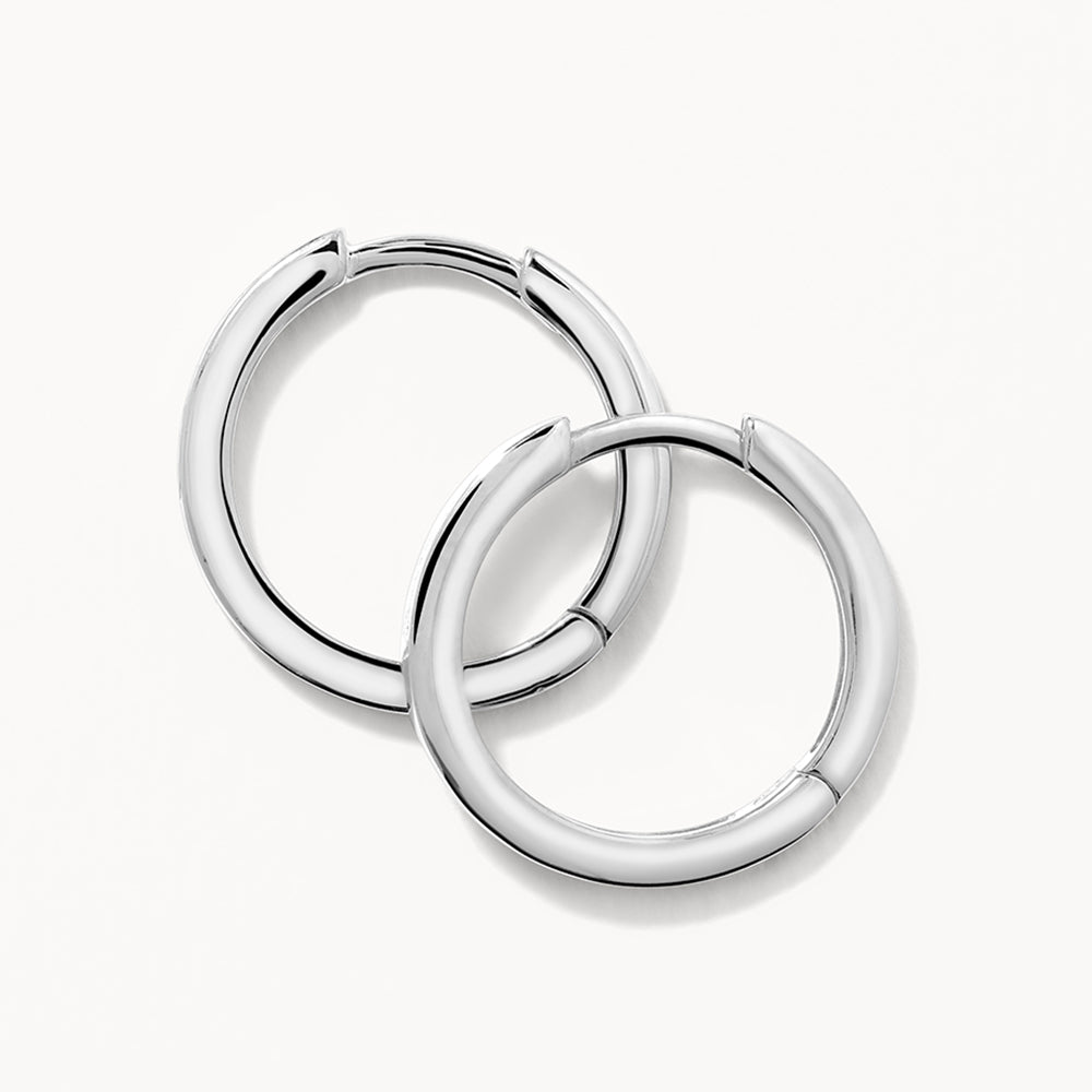 Silver Midi Charm Huggie Earrings for Women - Trendy & Hypoallergenic Hoop Earrings for Everyday Wear, Date Night & Gifts
