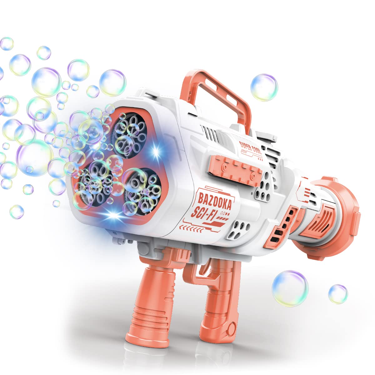 **Automatic Bubble Blaster Gun for Kids - 24-Hole LED Bubble Maker Machine, Summer Outdoor Party Toy, Birthday Gift for Boys & Girls (Great for Backyard Play, Beach Fun, and Birthday Celebrations)**