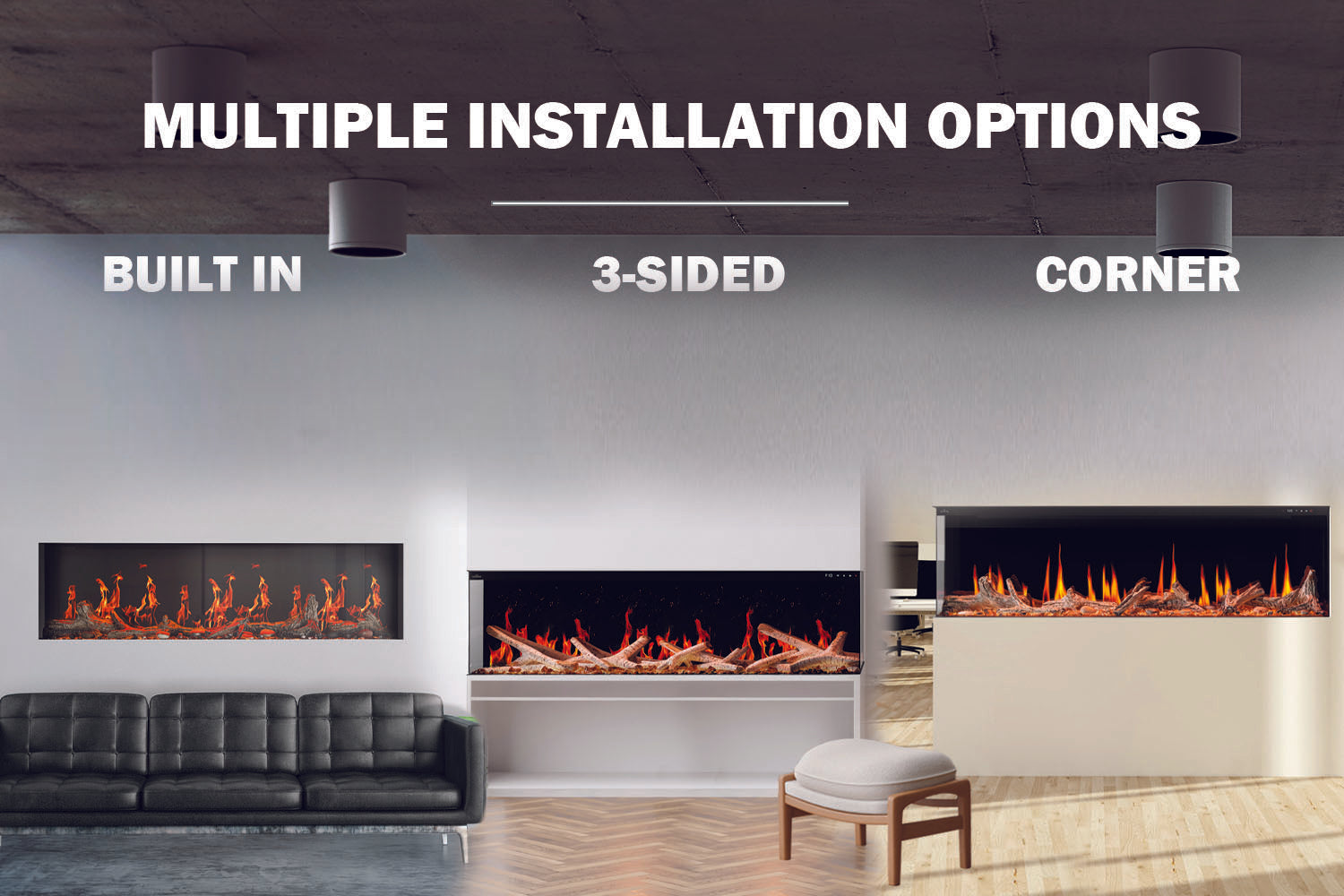 Napoleon Luminex 65-Inch LCD Virtual Smart Multi-Sided Built-In Electric Fireplace - Perfect for Living Room, Bedroom & Office Heating & Ambiance
