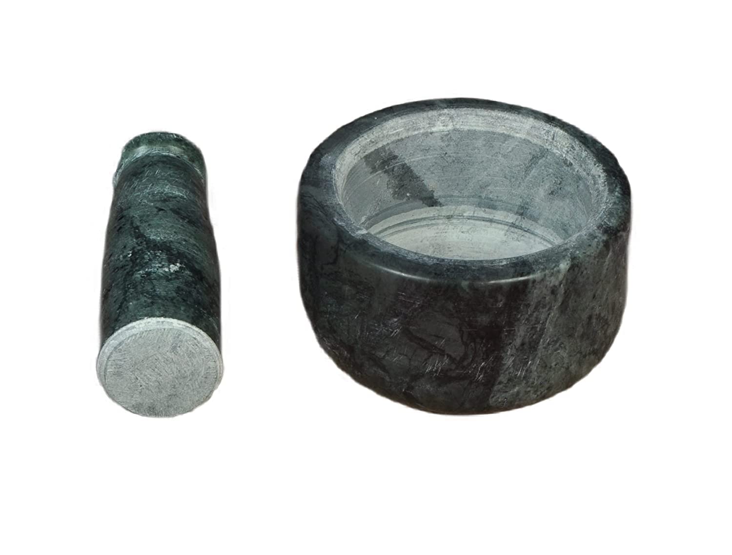 Natural Green Marble Mortar and Pestle Set - 4 Inch Imam Dasta, Okhli Musal, Kharal for Grinding Spices & Herbs - Perfect for Indian Cooking, Ayurvedic Remedies & Kitchen Essentials