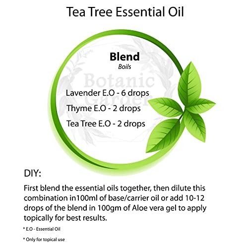 Botanic Garden 100% Pure Tea Tree Essential Oil for Skin, Hair & Acne Care - Natural Undiluted Therapeutic Grade (10ml) | Perfect for Aromatherapy, DIY Beauty & Home Remedies