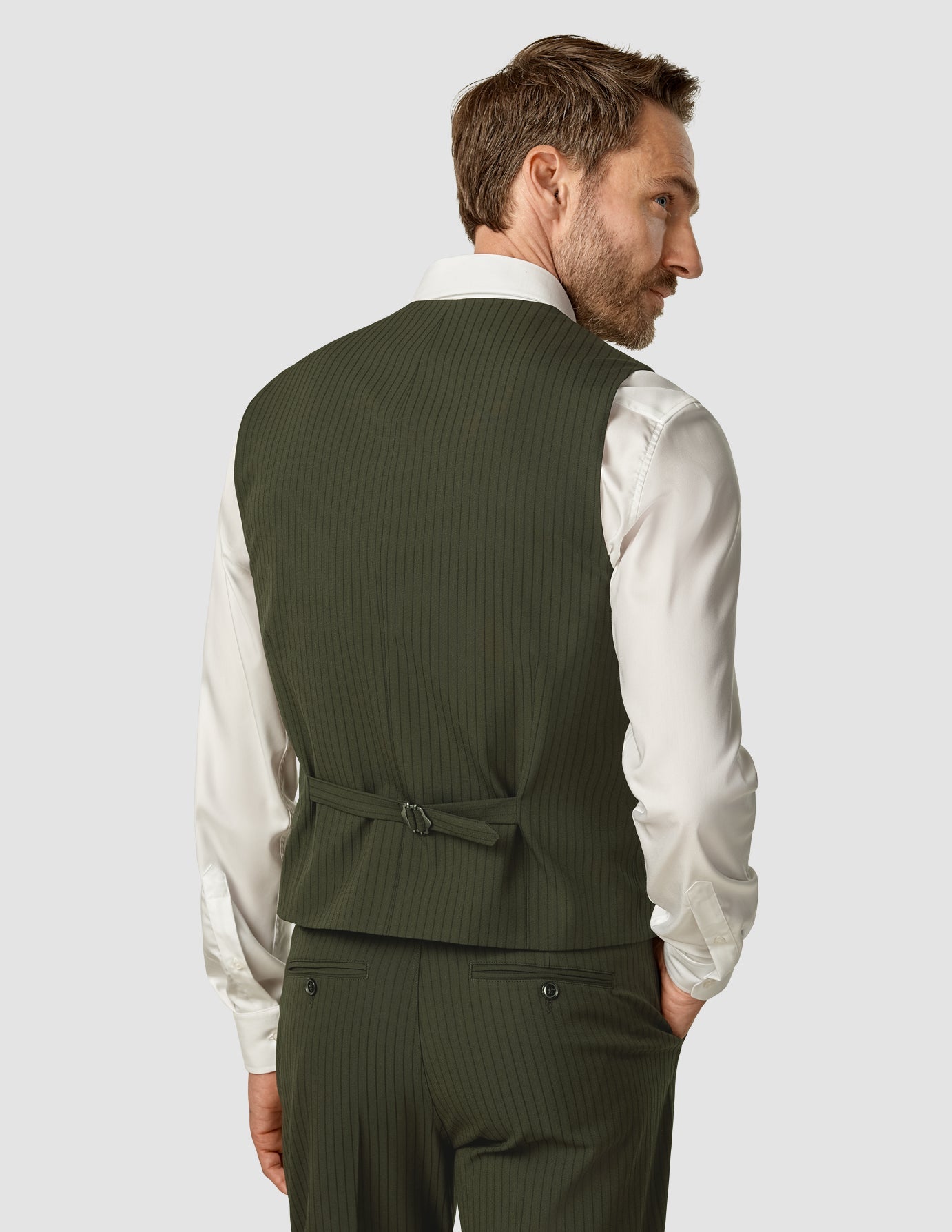 Essential Vest Moss Green Pinstripe - Lightweight Layering Piece for Men & Women | Perfect for Outdoor Activities, Workwear & Casual Style